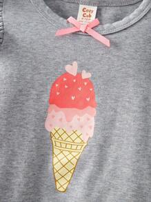 Cozy Pixies Conjunto de 4 piezas para bebé niña con patrón de fresas y ribete de volantes con decoración de lazo en la parte superior de manga corta y pantalones cortos a juego