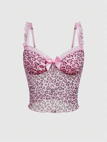 Kawaii Leopard Print Harajuku Style Women's Cami Top, Sweet, Cute, Sexy, Party, School, New Year's Eve, With Straps