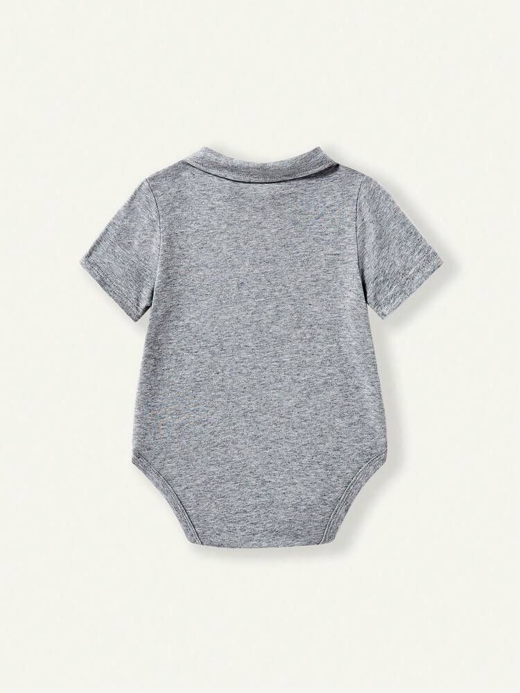 Baby Boy Knitted Soft Polo Collar Short Sleeve Bodysuit 2pcs/Set