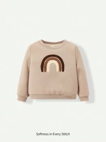 Cozy Pixies 針織柔軟休閒彩虹圖案圓領休閒袖套嬰兒女士汗衫