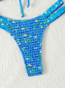 Swim Mod Bộ bikini băng đô in hoa đi biển mùa hè cho nữ dành cho kỳ nghỉ - Màu xanh lam - Xem 4