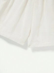 Cozy Pixies Baby Girl Jacquard Soft Puff Sleeve Top With Ruffle Hem And Solid Casual Shorts 2pcs/Set - Blue - View 5