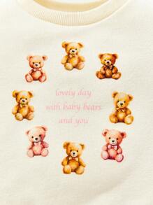 女嬰卡通圖案衛衣和衛褲&帽