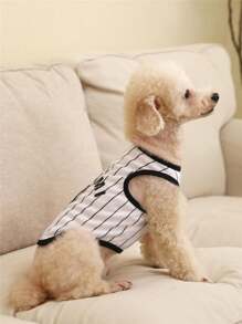 PETSIN 邁阿密條紋短袖寵物背心,黑白條紋印花