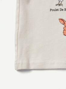 Cozy Pixies Conjunto De Dos Piezas Para Bebé, Camiseta De Manga Corta Y Cuello Redondo Con Patrón De Animales, Y Pantalón Corto Casual