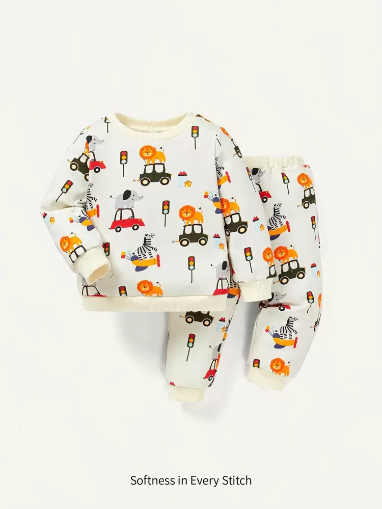 Baby Boys Cartoon Graphic Sweatshirt & Sweatpants