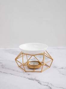 1pc Iron Candle Holder, Nordic Geometric Design Hollow Out Candle Stand For Table Desktop Decor