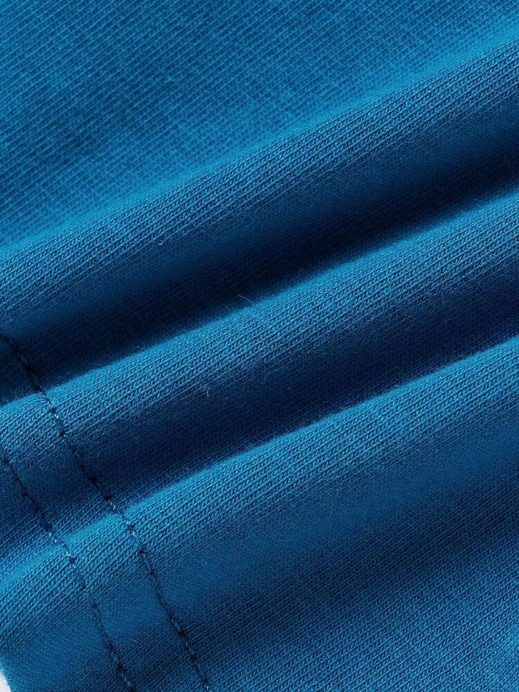 Baby Boys' Summer Letter Printed Color Block Raglan Sleeve Pullover And Casual Shorts 2pcs/Set