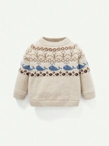 Baby Girl Cartoon Graphic Thermal Sweater