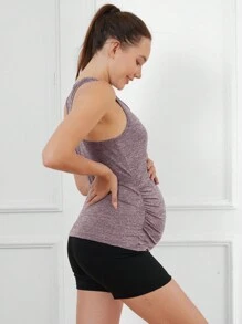 Summer Maternity Leisure Sports Tank Top - Dusty Purple - View 3