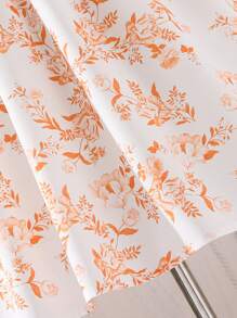 SHEIN Tween Girls' Spring/Summer Floral Printed Patchwork Cap Sleeves Dress, Perfect For Casual Vacation - Orange - View 6