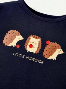 Cozy Pixies Conjunto De 3 Piezas De Top Cuello Redondo Con Estampado De Animales Para Bebés Niños Con Hombro Regular