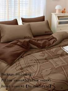 HARRY POTTER X SHEIN School Emblem Bedding Set - Brown - View 6