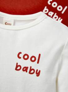Cozy Pixies Baby Boy 2pcs Letter Graphic Tee - White - View 3