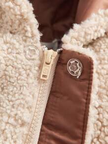 女嬰3D耳朵設計連帽絨毛外套