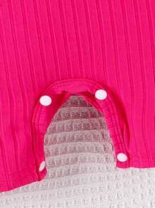 Baby Girl Single-Breasted Vest And Cami Romper Set - Hot Pink - View 5