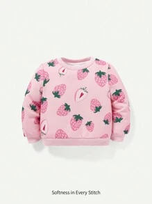 Cozy Pixies Đứa bé gái In Dâu tây Áo nỉ - Hồng - Xem 1