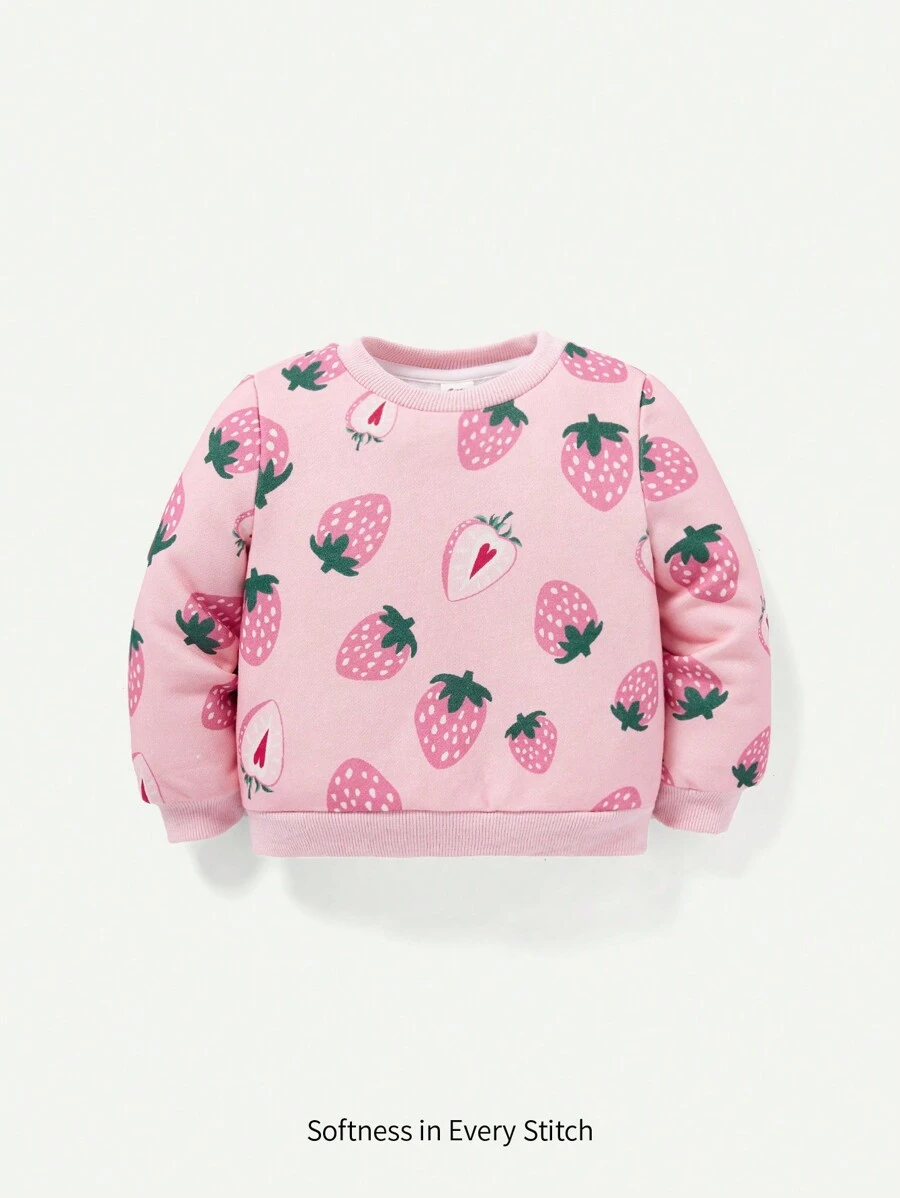 Cozy Pixies Đứa bé gái In Dâu tây Áo nỉ - Hồng - Xem 1
