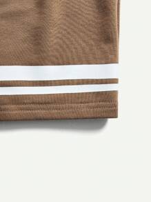 Bộ áo nỉ có mũ trùm đầu bằng tay Raglan mềm mại dệt kim dành cho bé trai và quần short thường ngày - Màu Khaki - Xem 5