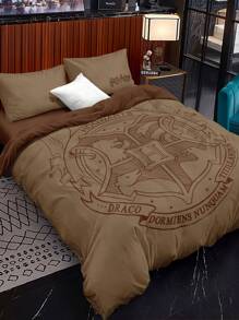 HARRY POTTER X SHEIN School Emblem Bedding Set - Brown - View 2