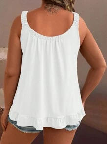 EMERY ROSE Plus Size Solid Color Fold Pleated Camisole Top