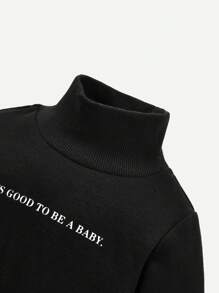 Cozy Pixies 男嬰標語圖案小高領運動衫 - 黑色 - 查看 3