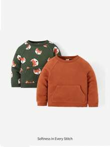 Cozy Pixies Dziewczynka 2szt. Bluza z raglanowym rękawem i nadrukiem lisa