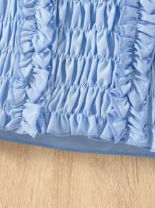 Baby Girls' Fashionable Ruffled Flap & Gathered Top With Skirt Set - Multicolor - View 7