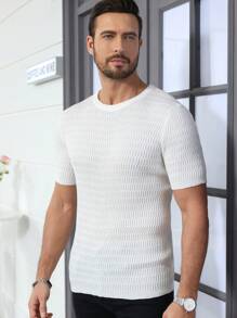 Manfinity Homme Men's Solid Color Crew Neck Short Sleeve Knit Top