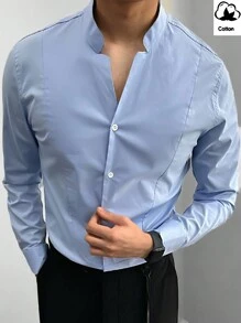Manfinity Mode Men's Notched Collar Long Sleeve Shirt