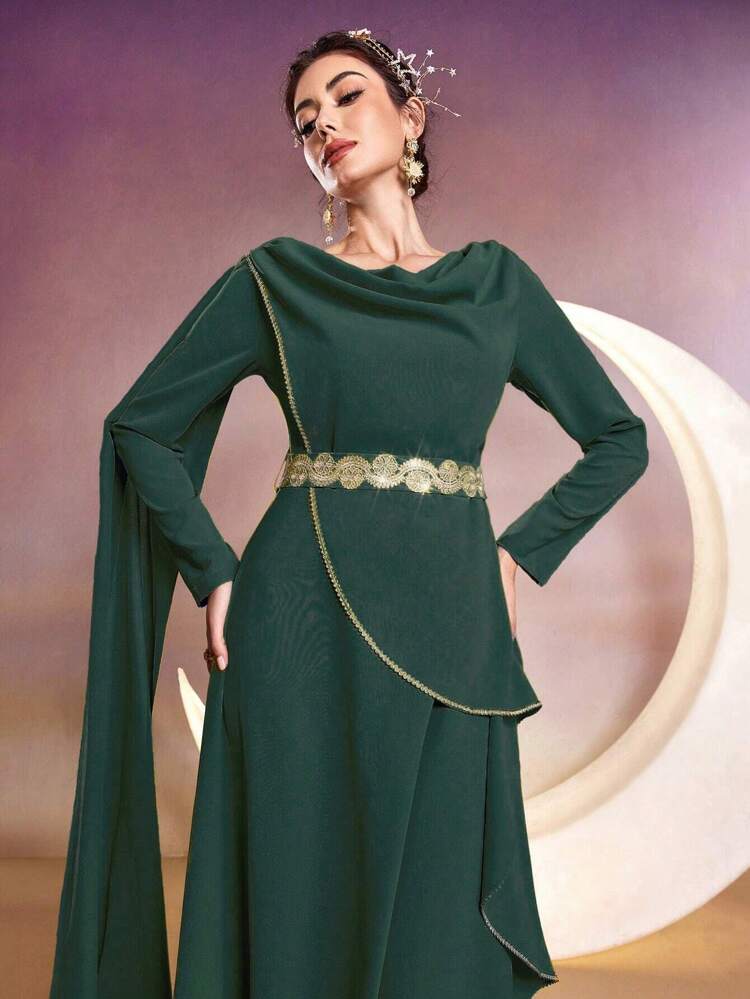 Women's Fashionable Elegant Shawl Collar Long Dress