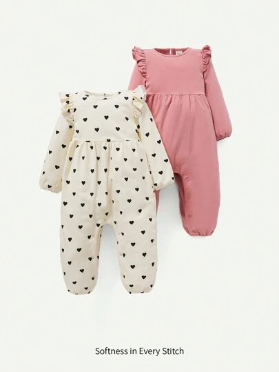 Cozy Pixies Dziewczynka Jednolity kolor Love Nadruk Potargane Kombinezony Komplety Biżuterii