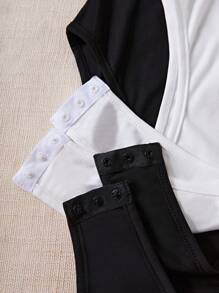 SHEIN Unity 夏季黑白短袖連體衣套裝 - 黑與白 - 查看 3