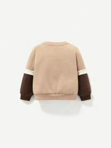 Cozy Pixies 男孩標語圖案二合一運動衫 - 棕色 - 查看 2