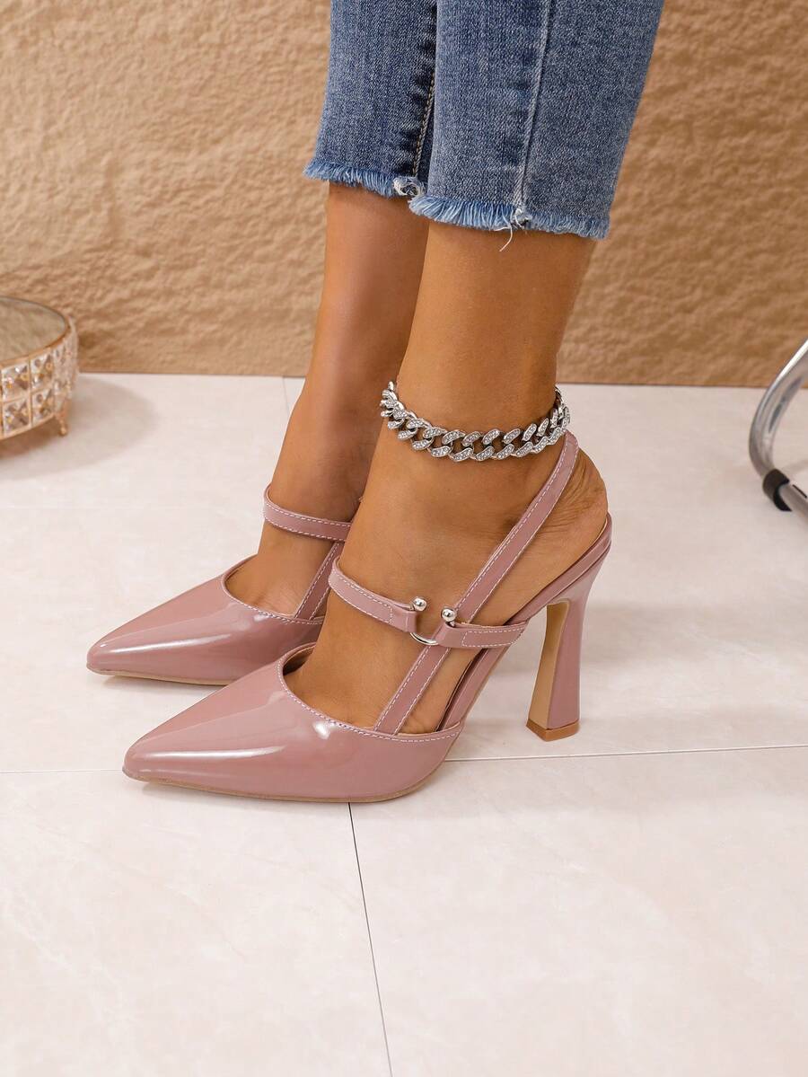 Của phụ nữ Pointed Toe Dao găm nhỏ Cao gót In Màu hồng Với Hollow-out Thiết kế - Hồng - Xem 1