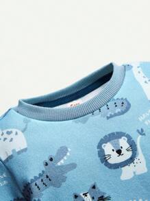 Cozy Pixies Baby Jungen 2 Stück Gestreift & Cartoon Grafik Sweatshirt - Blau - Übersicht 8
