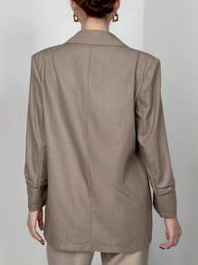 Mulvari Women'S Classic Lapel Collar Long Sleeve Coat - Coffee Brown - View 2