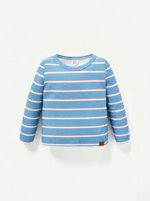 Cozy Pixies Baby Boy 2pcs Striped Print Contrast Binding Tee - Blue - View 3