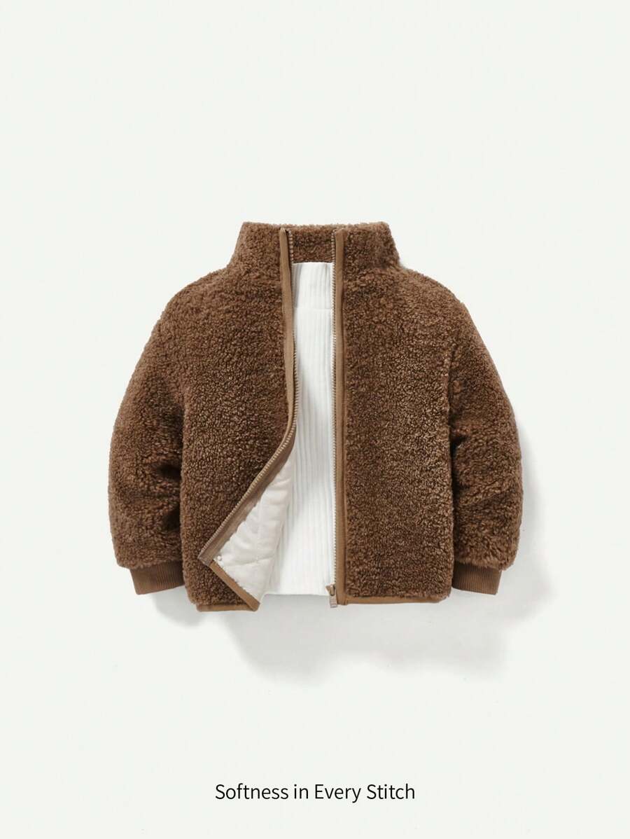Cozy Pixies Bebé niño Bebé Cazadora teddy con cremallera - Café integral - Ver 1