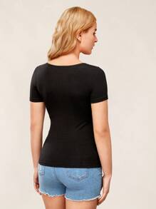 SHEIN BASICS Maternity Solid Ruched Tee