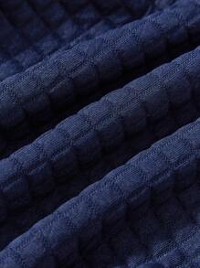 Cozy Pixies Baby Boy Letter Graphic Quilted Striped Trim Drop Shoulder Varsity Jacket - Navy Blue - View 8