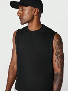 SUMWON Crop Fit Raw Edge Tank - Black - View 3