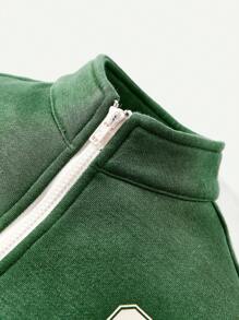 Cozy Pixies Bebé niño Pantalones deportivos con sudadera con estampado de letra con cremallera media con bolsillo de canguro