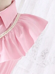 Vestido casual de hombro frío con pliegues y ribete de volante chic para adolescentes con sentido de diseño, primavera/verano