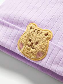 女嬰字母圖案運動衫&帽 - 紫色 - 查看 3