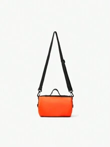 Letter Print Boston Bag With Contrast Color Fashion Buckle Decoration