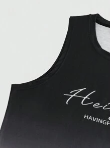 Manfinity Homme Men's Gradient Sleeveless Funny Graphic Tank Top With Letter Print For Summer, Workout, Friends - Black - View 4