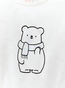 Cozy Pixies Baby Boy Bear Print Hooded Bodysuit & Sweatpants & Tee - Light Grey - View 5