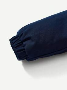 Baby Boy Two Tone Raglan Sleeve Contrast Binding Hooded Padded Coat - Brown - View 5