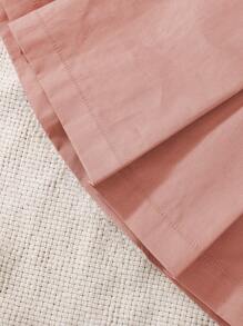 SHEIN Conjunto de falda plisada de unicolor para niña con patrón de osito de dibujos animados en la parte superior de manga corta, para el verano - Rosa - Ver 6